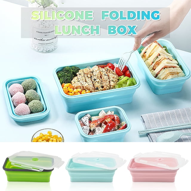 Iumwxz Kitchen Gadgets Folding Lunch Box Folding Lunch Box Microwave Lunch Box Portable Plastic Lunch Box Kitchen Utensil Set Green Silica Gel My Order