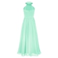 thumbnail image 4 of Yartina Girls Sequins Halter Neck Sleeveless Elegant Party Dress Backless Flower Girls Dress Formal Mint Green 8, 4 of 7