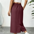 thumbnail image 6 of QATAINLAV Athletic Skirts for Women Drawstring Elastic Waist Midi Skirt Cotton Comfy Sweat Long Skirts with Pocket, Red, XL, 6 of 9