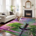 thumbnail image 2 of 5x8 Area Rugs for Living Room, Purple Vine Flowers Non Slip Area Rugs for Kitchen Bedroom Entryway, Spring Tree Lake Boat Retro Oil Painting Washable Carpet Runner Rug Floor Mats for Bedroom, 2 of 8