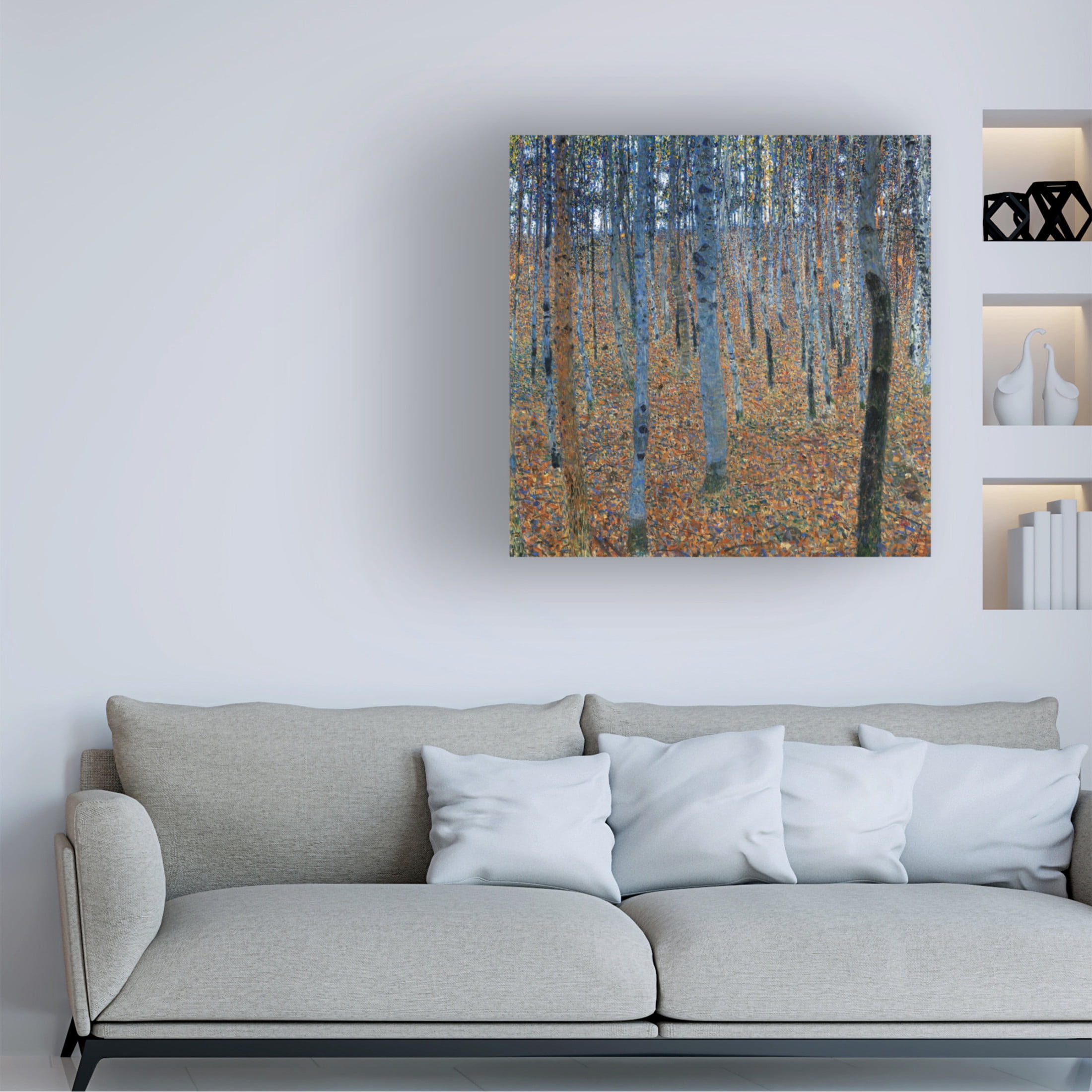 Canvas Wall Art - Pictufy 'Beech Grove I 1902' Wall Art for Living Room, Bedroom, or Office Décor by Trademark Fine Art - 35 x 35 Inches