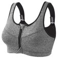 thumbnail image 3 of TrendVibe365 Front Zipper Sports Bras for Women Wireless Push up Bralettes Padded Zipped Front Close Racerback Wide Strap Support Bustier Full Coverage Crop Tank Top Comfy Underwear Gray 2XL, 3 of 3