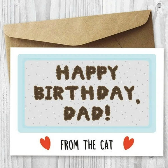 Funny Birthday Card for Dad – "Happy Birthday, Dad!" Design – Cute Cat Theme – Envelope Included – Perfect for Father’s Day, Dad’s Birthday or Just Because