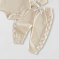 thumbnail image 4 of CAUYDY Baby Girl Clothes Set Preemie Girls Long Sleeved Bodysuit Infant Fall Winter Romper Newborn Going Home Outfit 0 3 6 9 12 18 24 Months Sizes 0-3 Months,Beige, 4 of 6