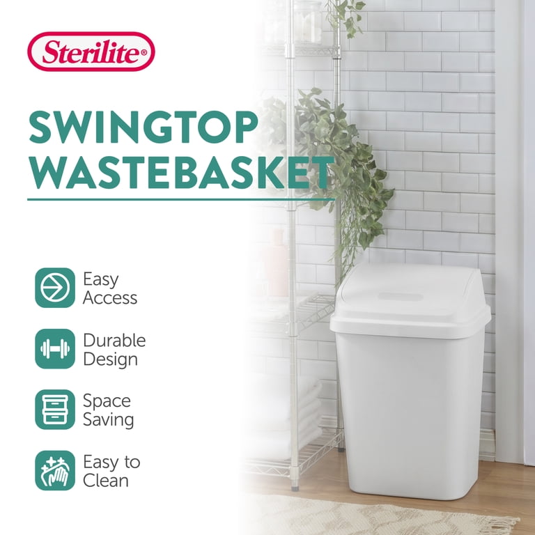 Sterilite 7.8 Gallon SwingTop Kitchen Wastebasket Trash Can, White