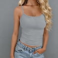 thumbnail image 2 of Tank Tops for Women Square Neck Sleeveless Cami Top with Thin Straps Soft Cropped Undershirts Gray Free Size, 2 of 7