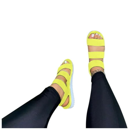 

Aayomet Dressy Sandals Women Wedges Fashion Strap Platform Size Sandals Summer Platform Large Women s sandals Yellow 8