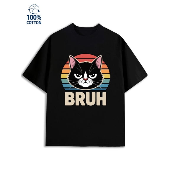 Cat Bruh Tee men's 180G 100% Cotton black Unique Design Unisex Shirt Graphic tshirts Basic Unisex Shirt Cotton tshirts Classic Unisex Shirt Cotton tshirts Casual Unisex Shirt Graphic tshirts