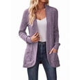 thumbnail image 1 of Cárdigan para Mujer, Suéter de Larga con Abertura Frontal y Bolsillos para Otoño e Invierno. Púrpura Lavanda M, 1 of 8
