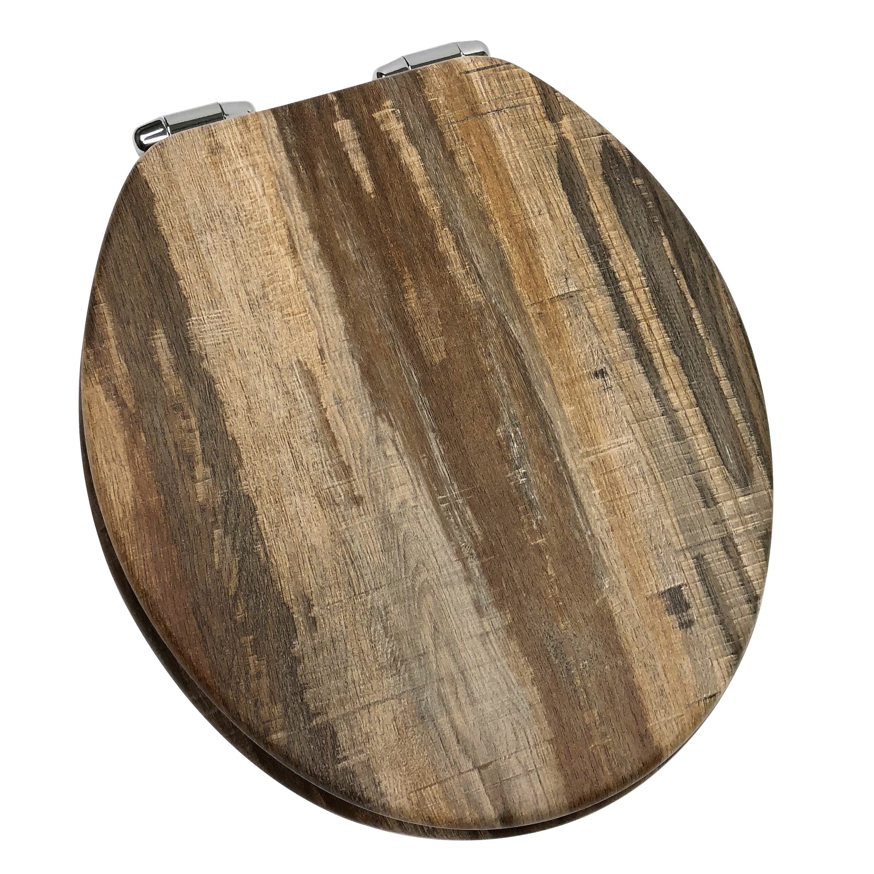 Home Solutions Round Distressed Wood Decorative Toilet Seat