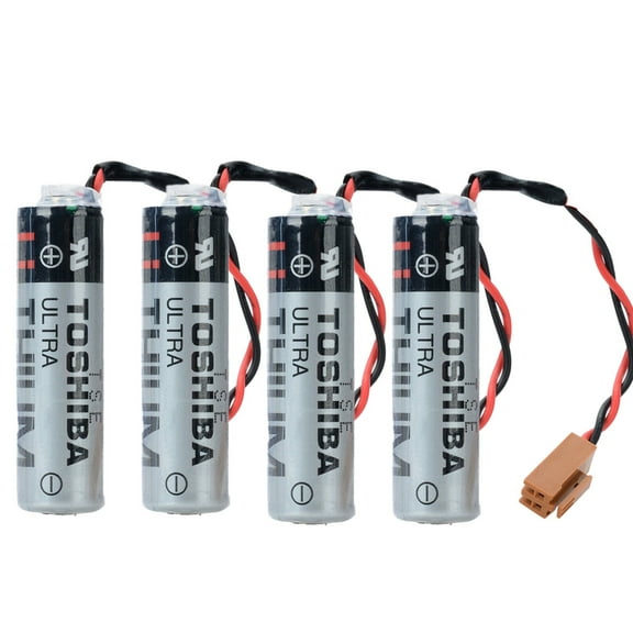 (4-Pack) 3.6V ER6V Lithium Battery for PLC Battery ER6VC119A ER6VC119B with Brown Plug