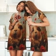 thumbnail image 4 of Fotbe Rose Cute Guinea Pig Bata de Dormir para Mujer con Estampado, Camisón de Algodón de Manga Corta, Ropa de Dormir Casual, 4 of 6