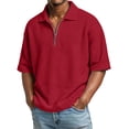 thumbnail image 3 of HAJWOH Mens Quarter Zip Golf Polo Shirts Casual Short Sleeve Waffle Pullover Sweater Top Light Outdoor Sport Shirt, 3 of 5