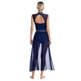 thumbnail image 4 of DPOIS Womens Mock Neck Open Back Lyrical Dance Dress Navy Blue-A XL, 4 of 7