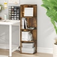 thumbnail image 4 of Furinno PASIR 4-Tier LED Open Corner Shelf Bookcase 9.3 x 12 x 41.4. Amber Pine, 4 of 5