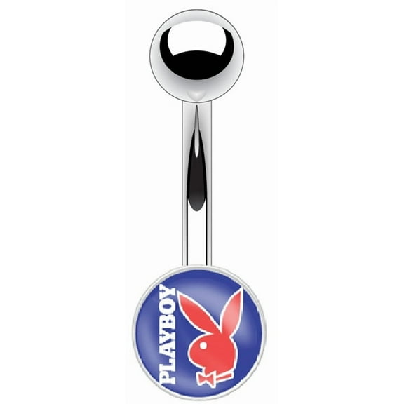 Body Accentz Belly Button Jewelry 14g Surgical Steel Bunny Graphic Inlay (Red White)