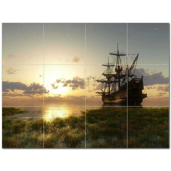 Boat Picture Ceramic Tile Mural Kitchen Backsplash Bathroom Shower 404201-M43