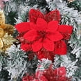 thumbnail image 4 of 24 Pack Artificial Christmas Flowers, Xmas Glitter Poinsettia 5.5 inch Artificial Flowers Christmas Tree Decorations Clearance Ornaments with Clips, 4 of 8