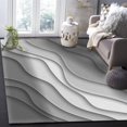 thumbnail image 3 of Black Gradient Area Rugs Indoor Non-Slip Rectangle Rug 4x7 ft, Abstract Geometric Black Gray Beach Sea Waves Rug Rubber Backing Floor Mats Contemporary Home Decor Carpet for Entryway Living Room, 3 of 7