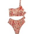 thumbnail image 4 of YAZI Women One Shoulder High Waisted Bikini Tie High Cut Two Piece Swimsuits, 4 of 14