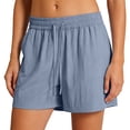 thumbnail image 2 of UDAUDU Women's Running Shorts Quick Dry Athletic Shorts 2026 Summer Baggy Drawstring Knee Length Wide Leg Pants with Pockets Dark Gray M, 2 of 6