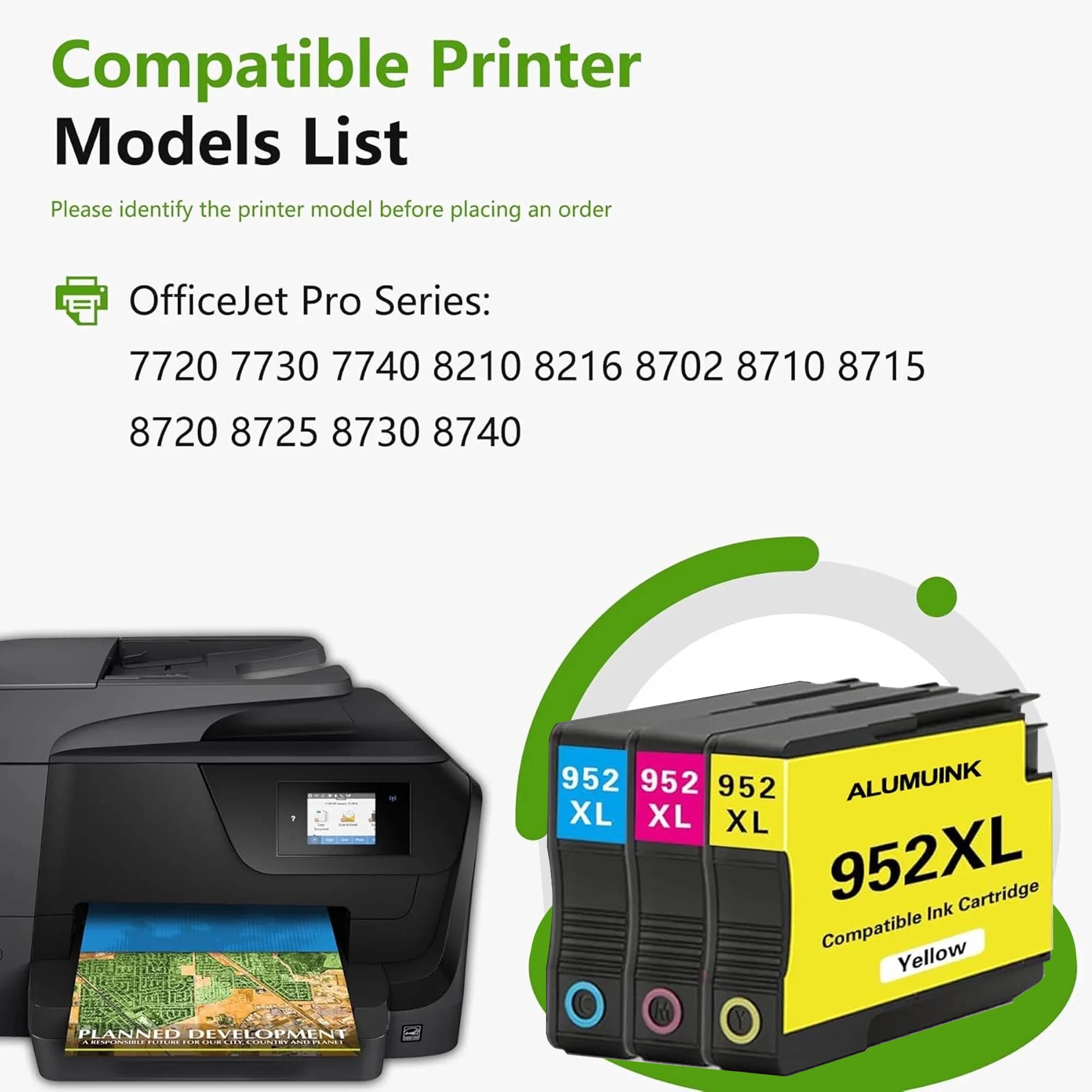 952XL Ink Combo Pack Compatible for 952 Ink Cartridges for OfficeJet 8710 7740 Printers (3 Pack)