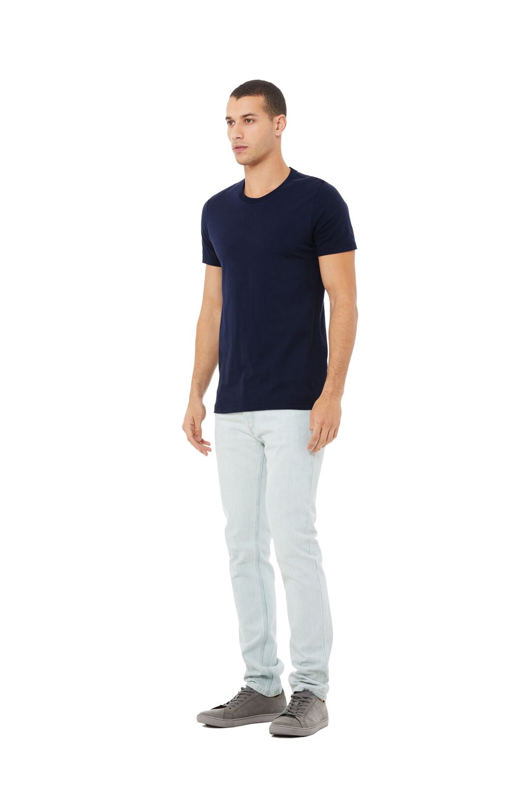 BELLA+CANVAS Adult Crew Neck Personalized T-Shirt, Create Your Own Designs, Navy, Large, Unisex