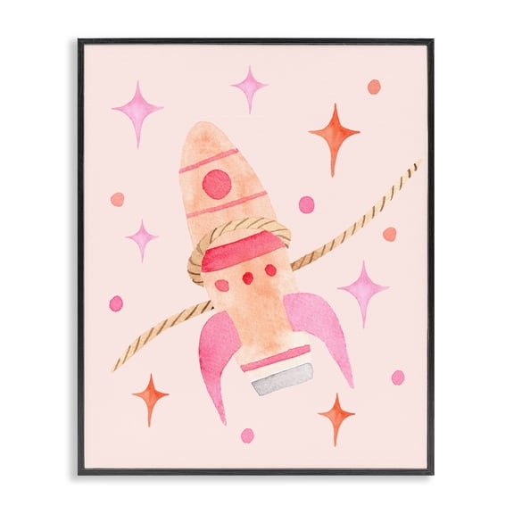 Lasso Rocket Ship Black Framed Giclee Art, design by Nina Jacobs