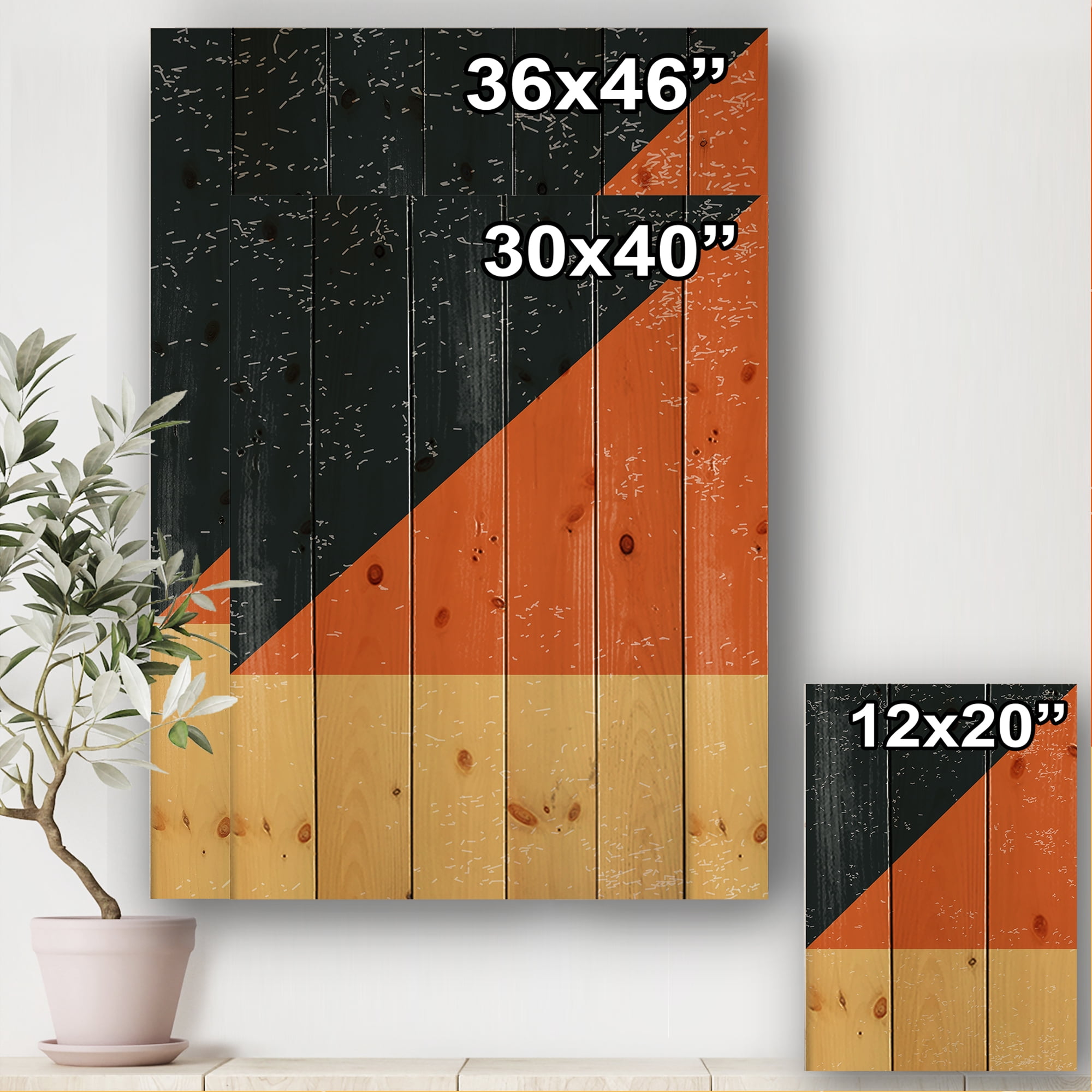 Designart 'Elementary Forms in Minimal Geometric Compostions IV' Modern Print on Natural Pine Wood