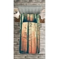 thumbnail image 3 of Ambesonne Vintage Quilted Bedspread Set 2 Pcs, Autumn Forest Woodland, Twin Size, Coral Dark Green, 3 of 3