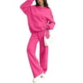 thumbnail image 7 of Women's Lounge 2 Piece Sweatsuit Set Oversized Hoodie Wide Leg Sweatpants Casual Track Outfit Hot Pink 2XL, 7 of 7