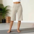thumbnail image 7 of Petite Capri Shorts for Women Knee Length Stretch Bermuda Casual Long Shorts With Pockets Summer Outdoor Walking Lounge Gym Beige XL, 7 of 7