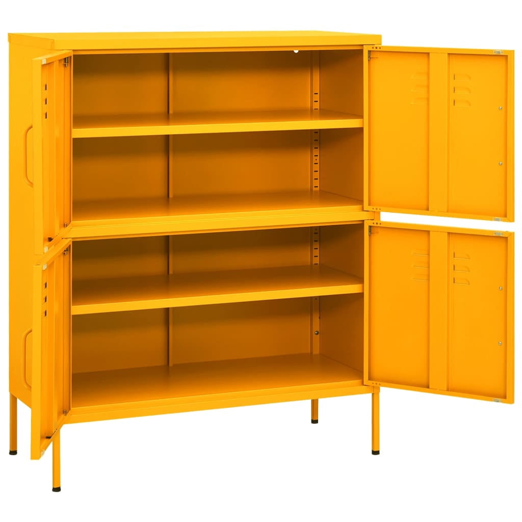 vidaXL Storage Cabinet Mustard Yellow 31.5"x13.8"x40" Steel, 336137