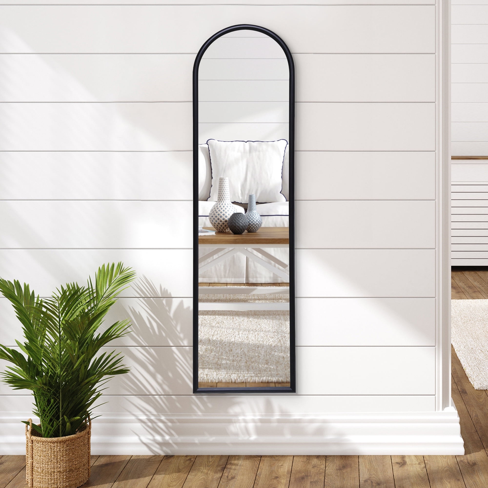 Americanflat - 15x59 Black Framed Curved Arched Mirror for Bedroom Living Room Bathroom