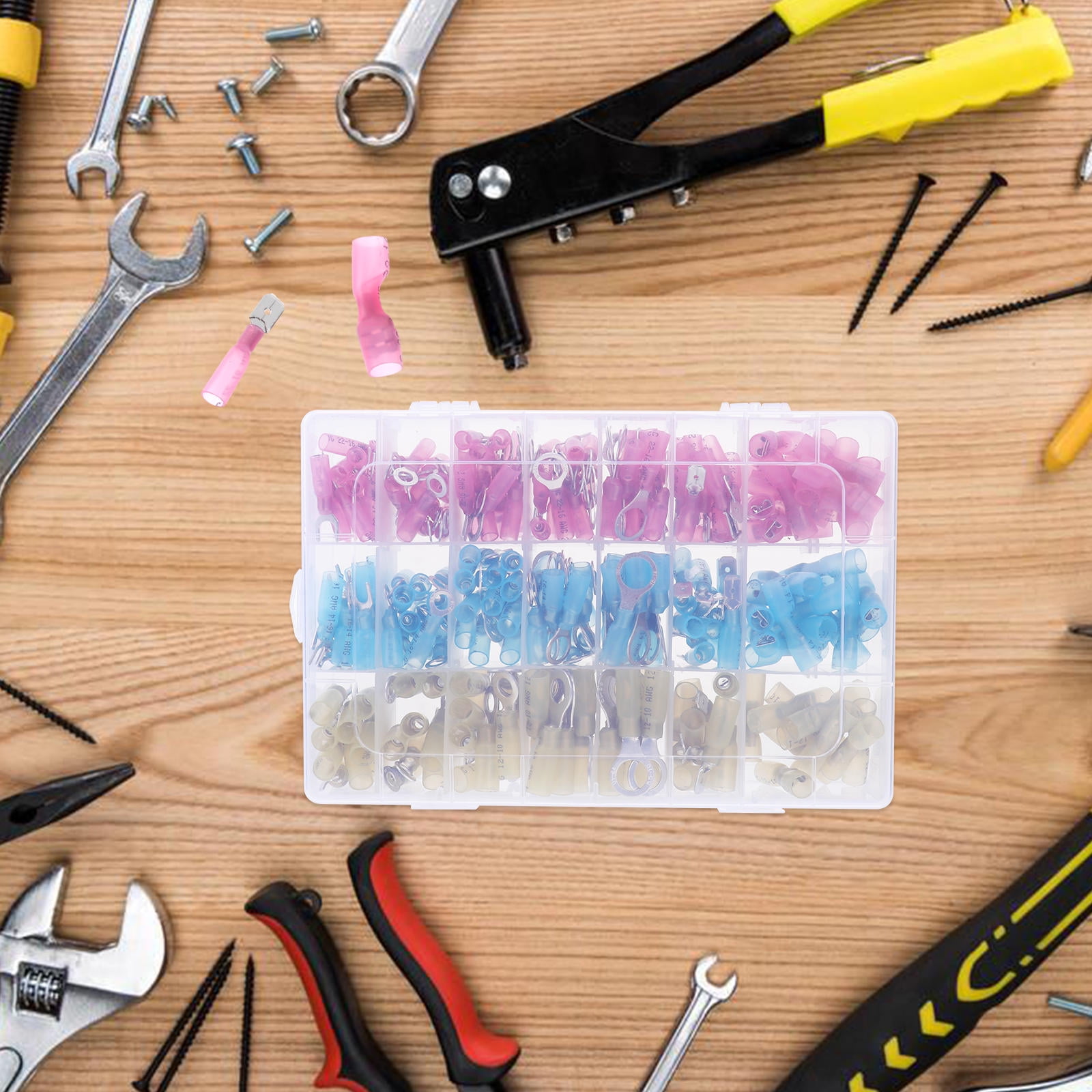 UPOUART 280pcs Heat Shrink Wire Connectors Insulated Terminals for Car Polyolefin Aluminum Alloy Assorted Colors