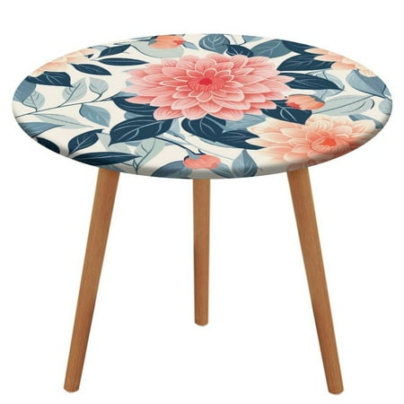 

ZHANGS Enchanting Dahlia Patch 557 Round Table Cover Stain-Resistant Fitted Tablecloth Oil-Proof Wipeable Elastic Table Cover Waterproof Table Cloth for Halloween Thanksgiving Christmas