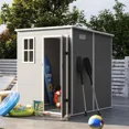 thumbnail image 5 of MRUAKA Outdoor Storage Shed 6*6 FT, Resin Garden Shed for Bike, Tool, Plastic Outside Sheds & Outdoor Storage Box with Lockable Door,Gray, 5 of 8