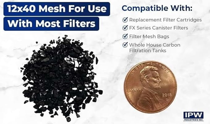 IPW Industries Inc. | Coconut Carbon Filter Water Purifier & Odor Absorber, Pelican Filter Replacement, Carbon Filter Refills w/Funnel, Granular Activated Carbon Coconut Shell for PC1000