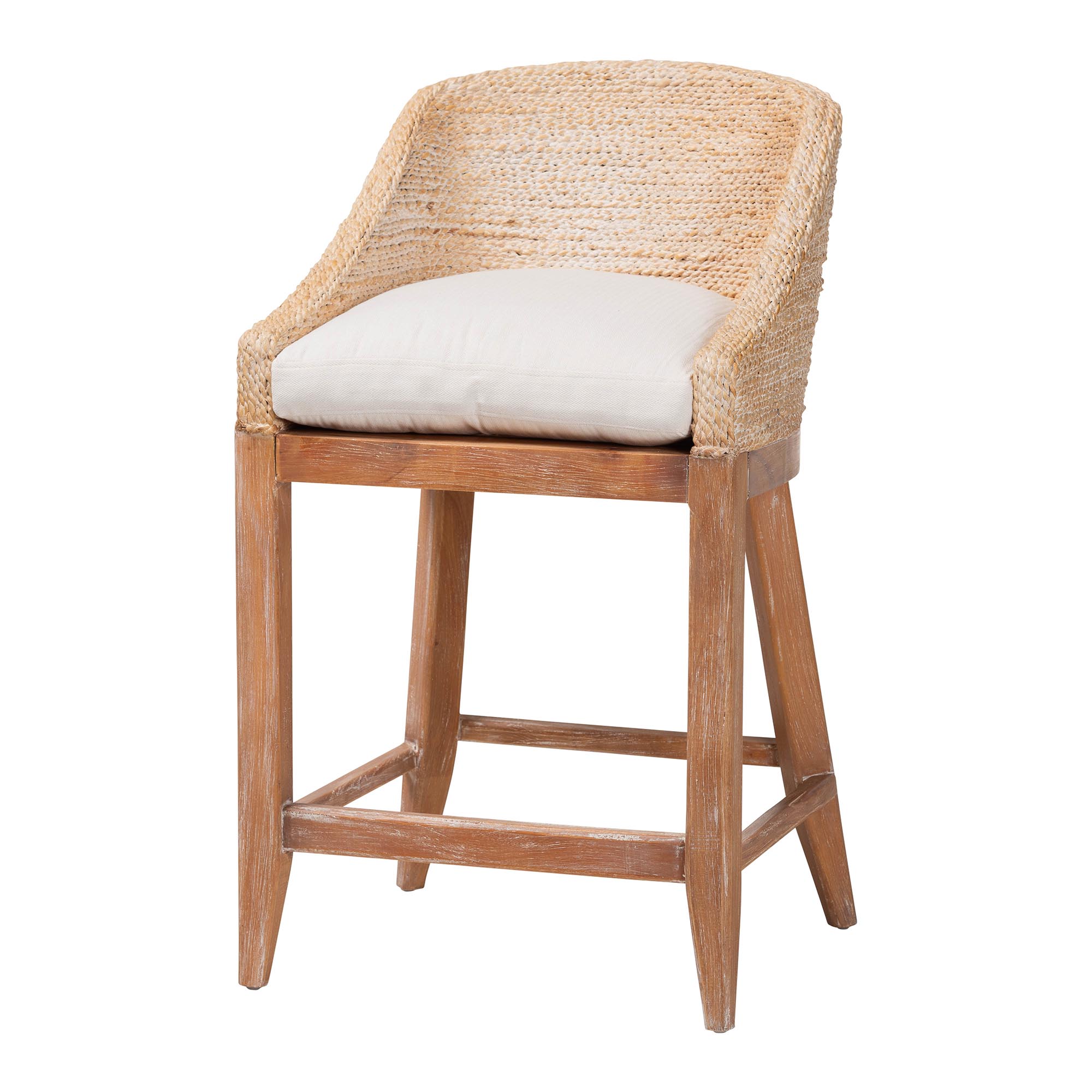 bali & pari Jasper Boho Counter Stool, Counter Height, White Wash