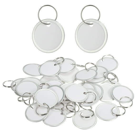 Uxcell Metal Rim Key Tags, Blank Round Writable Paper Tags Identifiers with Split Rings, White,30 Pack
