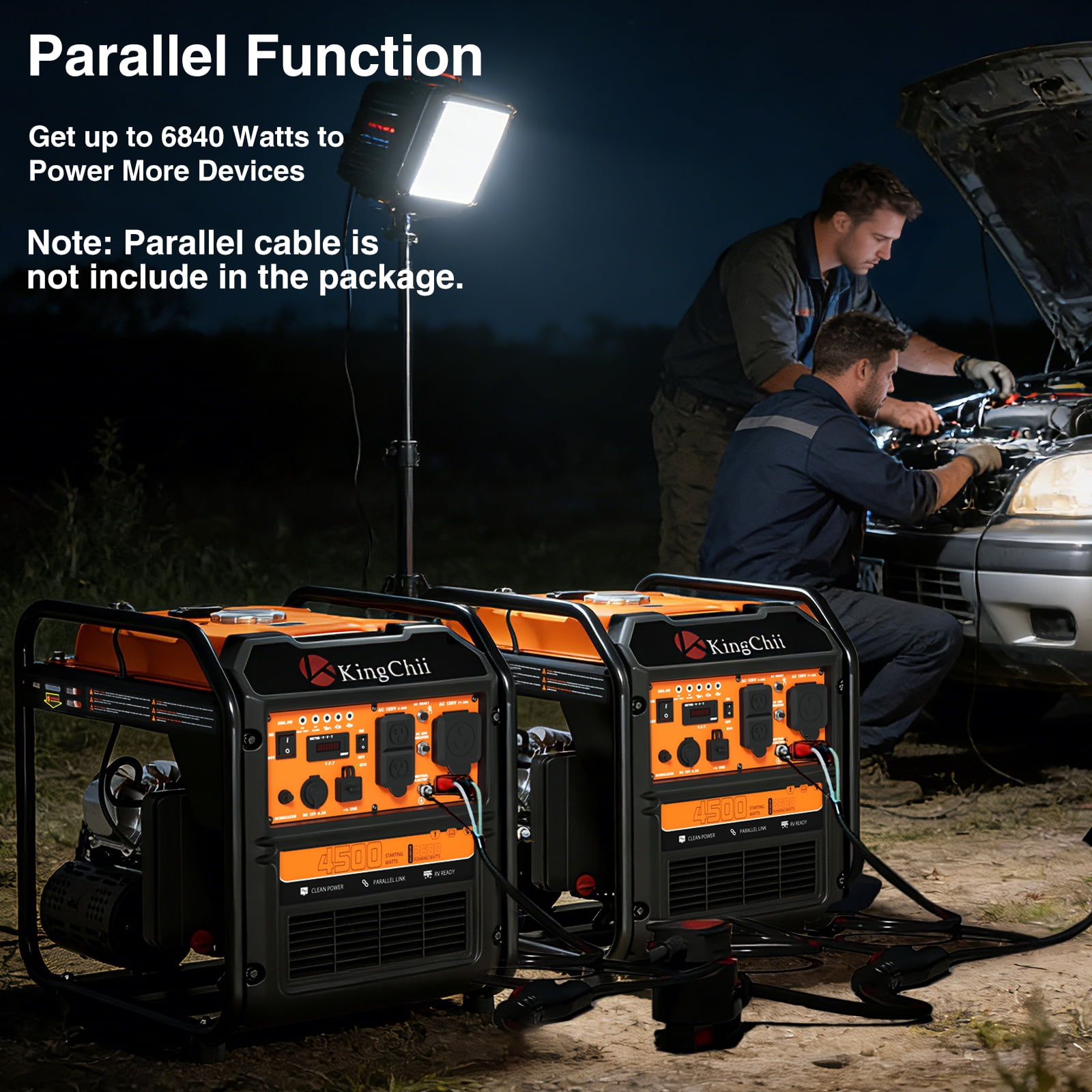 KingChii 4500W Inverter Generator Gas Powered, CO Sensor, ECO Mode, 30A RV Ready Outlet, Portable Outdoor Power Equipment for Camping & Home Backup, EPA Compliant