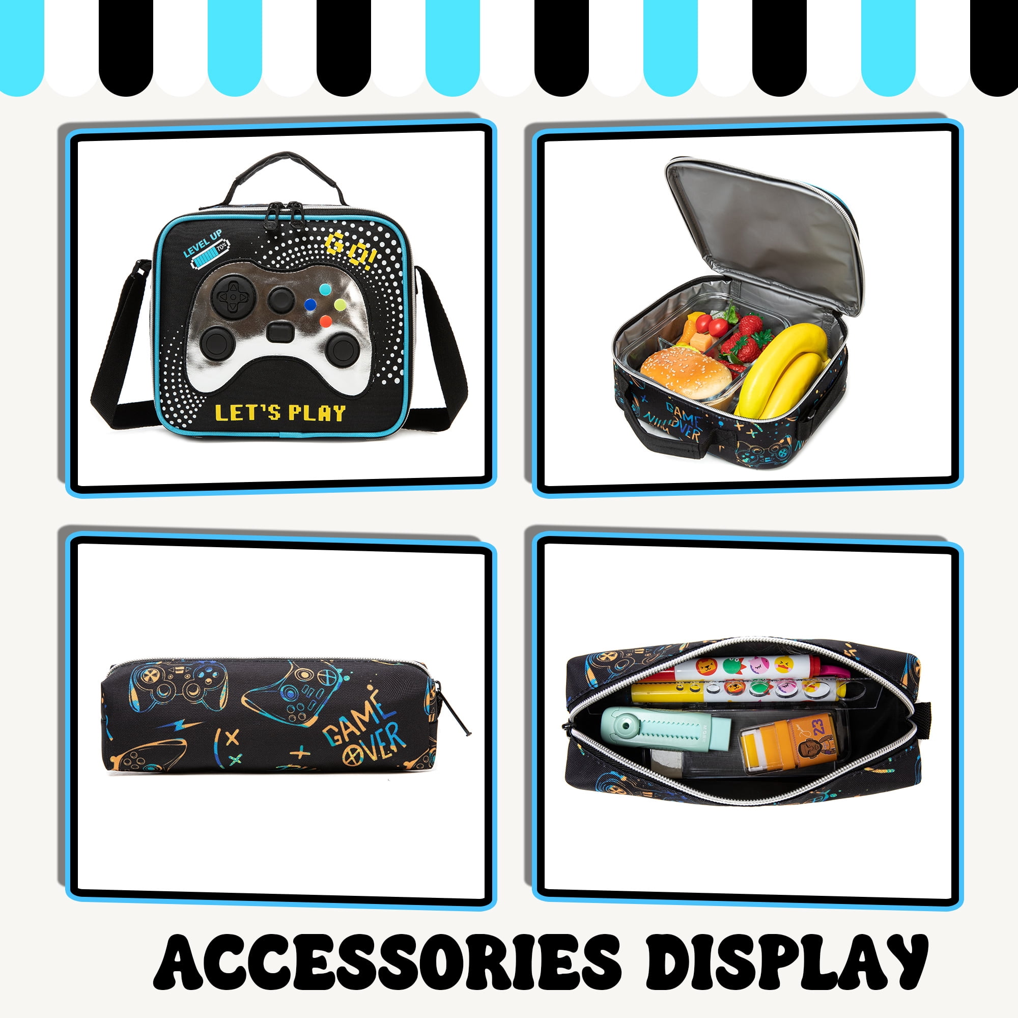 Kids Rolling School Backpack Boys with Lunch Box Pencil Case Roller Bookbag with Wheels Age 8-10 Teen Red Car