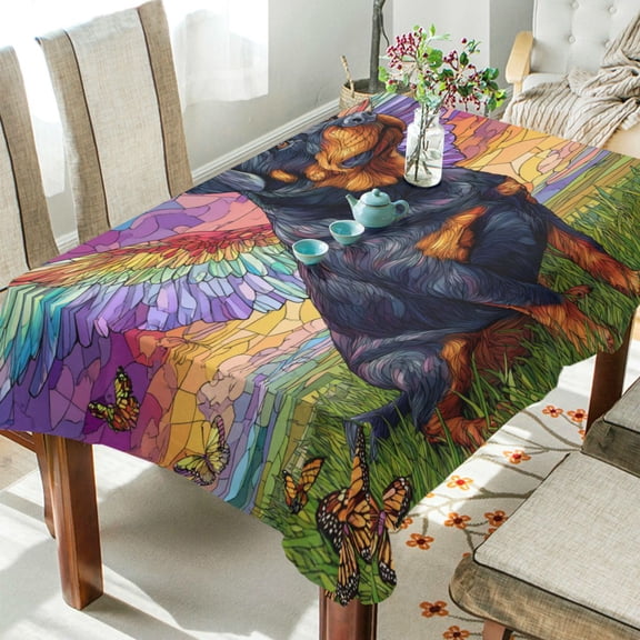 Qxltty Rottweiler Dog Square Tablecloth 54×54in Thick Wrinkle Resistant Heat Proof Durable Table Cover for Dining Table