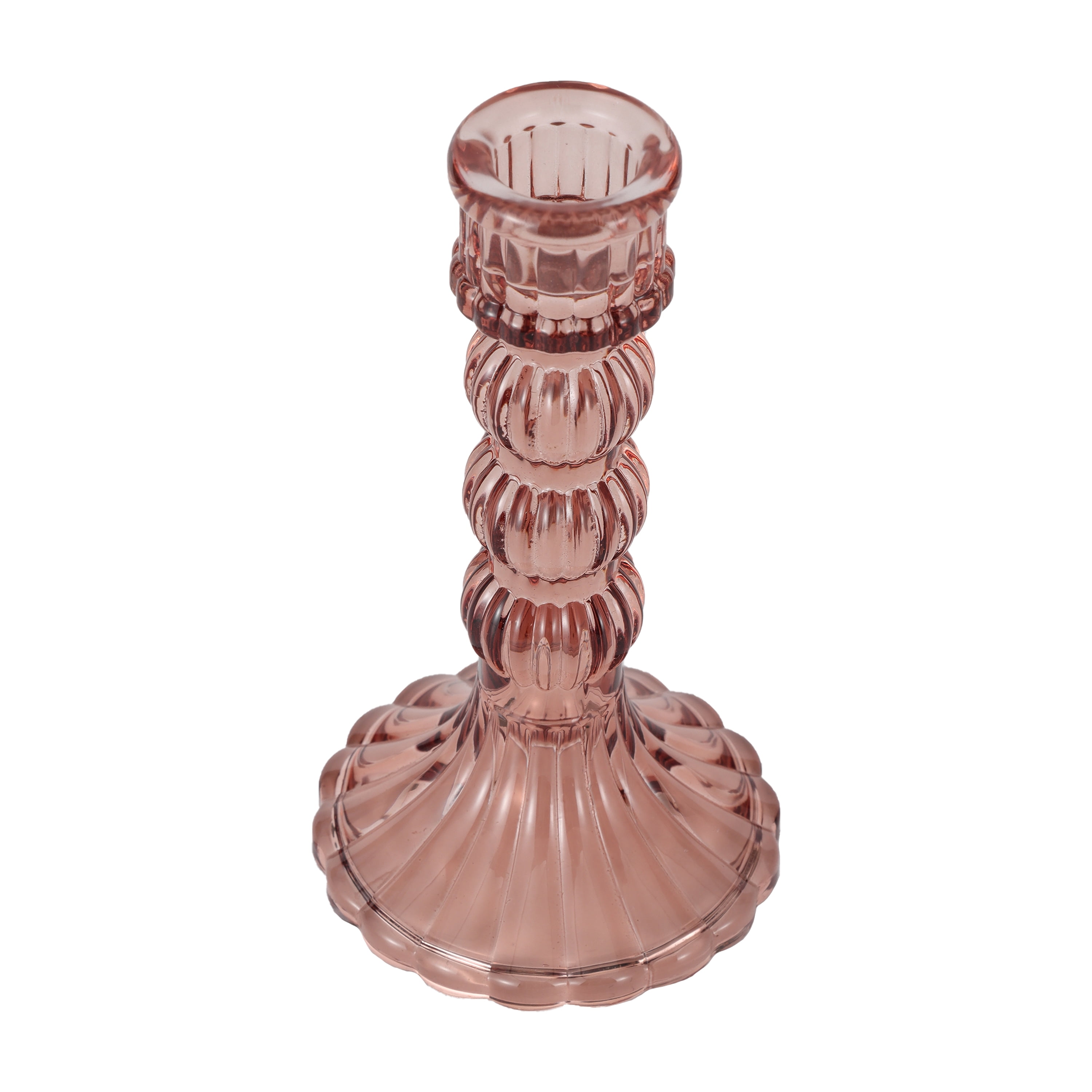 Home Decor Collection Sterling & Noble Home Translucent Pink Glass Tabletop Taper Candle Holder, Large