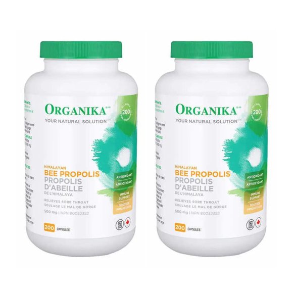Organika Bee Propolis 500 mg, 2 x 200 Capsules | Immune and Respiratory Support