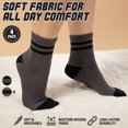 thumbnail image 3 of Forever Bambe Retro Mini Crew Socks for Women, Soft Terrycloth Cushioned Bottom Striped Socks, Athletic Quarter Calf Gym Socks (4-Pack) Charcoal/Black, 3 of 7