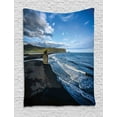 thumbnail image 1 of Iceland Tapestry, Kirkjufjara Beach with a View of the Atlantic Ocean on the Background, Wall Hanging for Bedroom Living Room Dorm Decor, 40W X 60L Inches, Multicolor, by Ambesonne, 1 of 2
