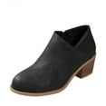 thumbnail image 3 of Kopltyrfg Womens Slip on Ankle Boots V Cutout Round Toe Chunky Stacked Low Heel Booties Fashion Side Zipper High Top Comfortable Short Boots Women's Casual Dress Block Heel Walking Booties (Black,43), 3 of 5