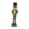 thumbnail image 5 of Kokiya Christmas Decoration Countertop Mantle Party Handmade Wood Nutcracker Figure Green Clothes, 5 of 9