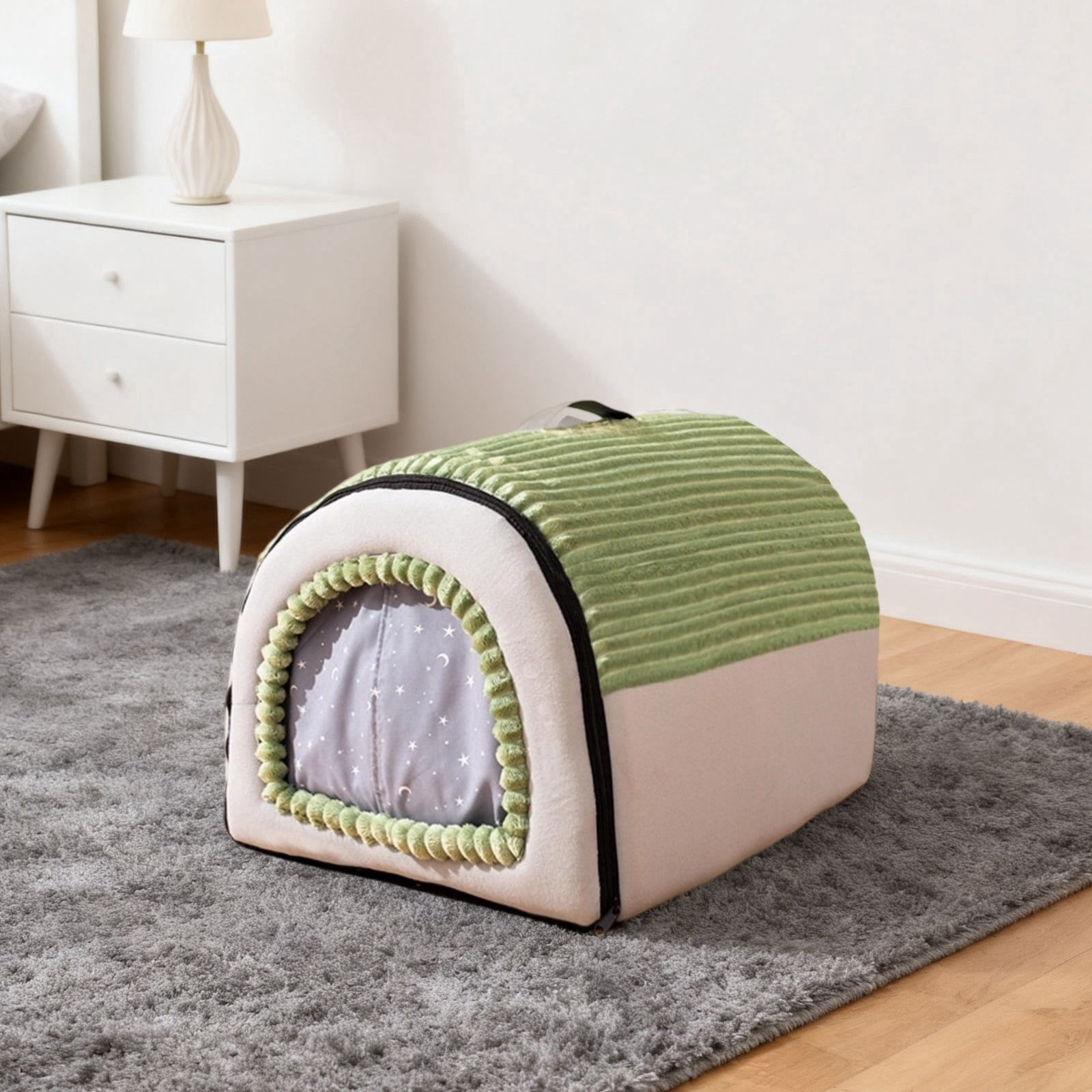 Enclosed Cat & Dog House Tent with Door Flap, Winter Warm Dog Cave Bed Cat Hideout for Small Dogs & Puppies, Removable Washable Pet Bed for Indoor Use All Seasons